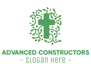 Green Vine Christian Cross logo design