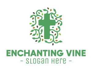 Green Vine Christian Cross logo