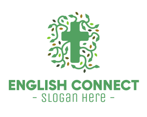 Green Vine Christian Cross logo design