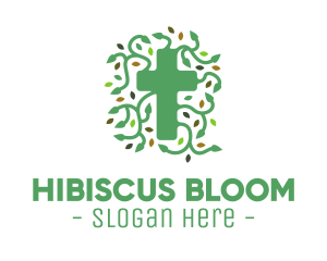 Green Vine Christian Cross logo design