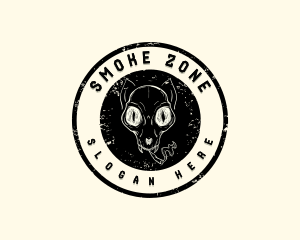 Cat Skull Smoke logo design