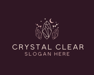 Moon Crystal Leaf logo design