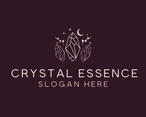 Moon Crystal Leaf logo design