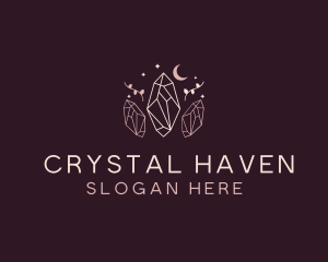 Moon Crystal Leaf logo design