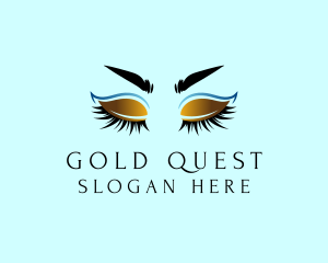 Gold Eyebrow Lashes logo design