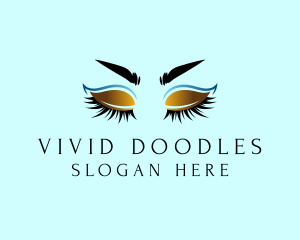 Gold Eyebrow Lashes logo design