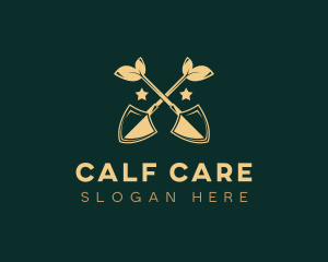 Lawn Care Shovel Landscaper logo design