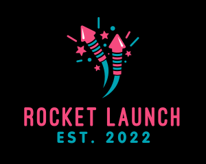 Cute Rocket Fireworks  logo design