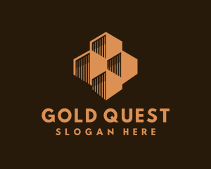 Gold Premium Real Estate Building logo design