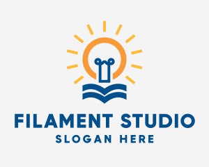 Education Lightbulb Book logo design