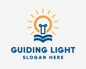 Education Lightbulb Book logo design