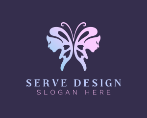 Elegant Butterfly Woman Logo