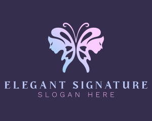 Elegant Butterfly Woman logo design