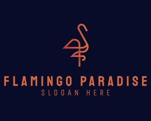 Flamingo Swan Monoline logo design