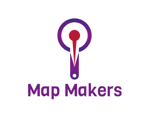 Purple Magnifying Pin logo design