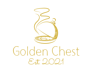 Golden Food Dome Clock  logo design