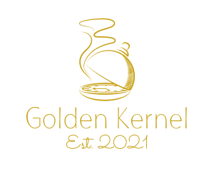 Golden Food Dome Clock  logo design