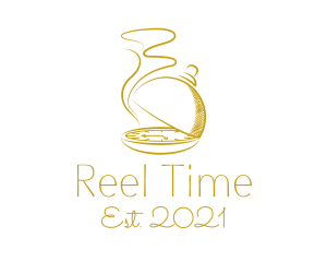 Golden Food Dome Clock  logo design