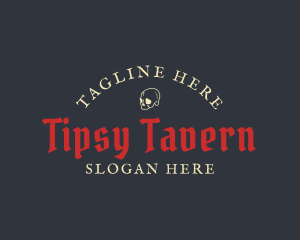 Gothic Tavern Skull logo design