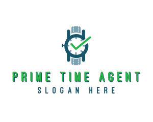 Wristwatch Time Checkmark logo design