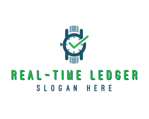 Wristwatch Time Checkmark logo design