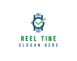 Wristwatch Time Checkmark logo design