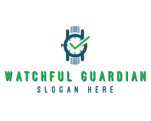 Wristwatch Time Checkmark logo design