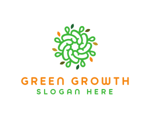 Spiral Green Flower logo design