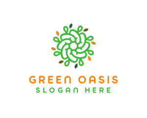 Spiral Green Flower logo design