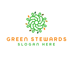 Spiral Green Flower logo design