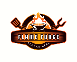 Flame Grill Barbeque logo design