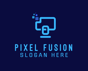 Pixel Computer Technician logo design