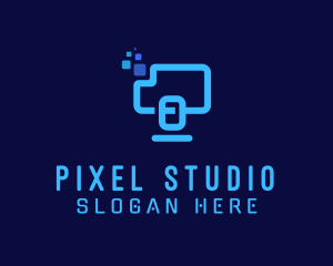 Pixel Computer Technician logo design