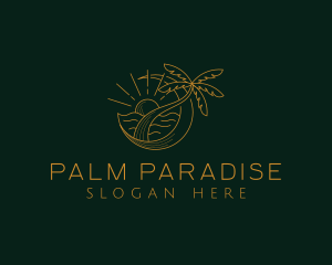 Palm Tree Beach Vacation logo design