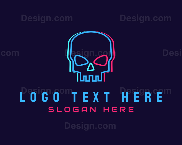 Skull Anaglyph Glitch Logo