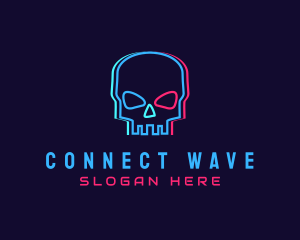 Skull Anaglyph Glitch logo design