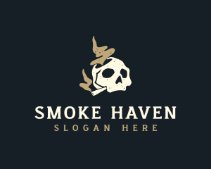 Skull Cannabis Smoke logo design