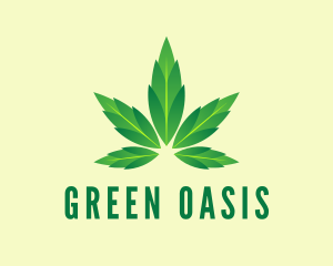 Green Cannabis Leaf logo design