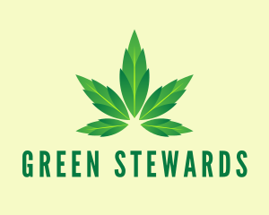 Green Cannabis Leaf logo design