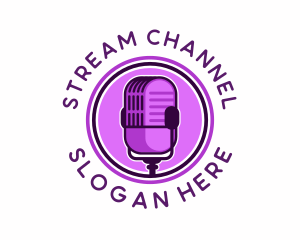 Podcast Microphone Stream logo design