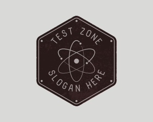 Retro Atomic Badge logo design