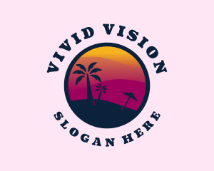 Sunset Beach Scenery Logo