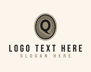 Lodge - Etched Oval Coin Letter Q logo design