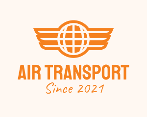 Orange Winged Globe logo design