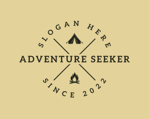 Adventure Tent Campfire logo design