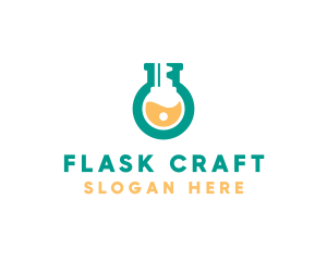 Chemical Key Flask  logo design