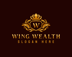 Ornamental Crown Wings logo design