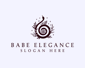 Elegant Snake Floral logo design