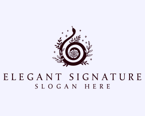 Elegant Snake Floral logo design