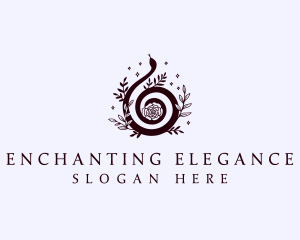 Elegant Snake Floral logo design